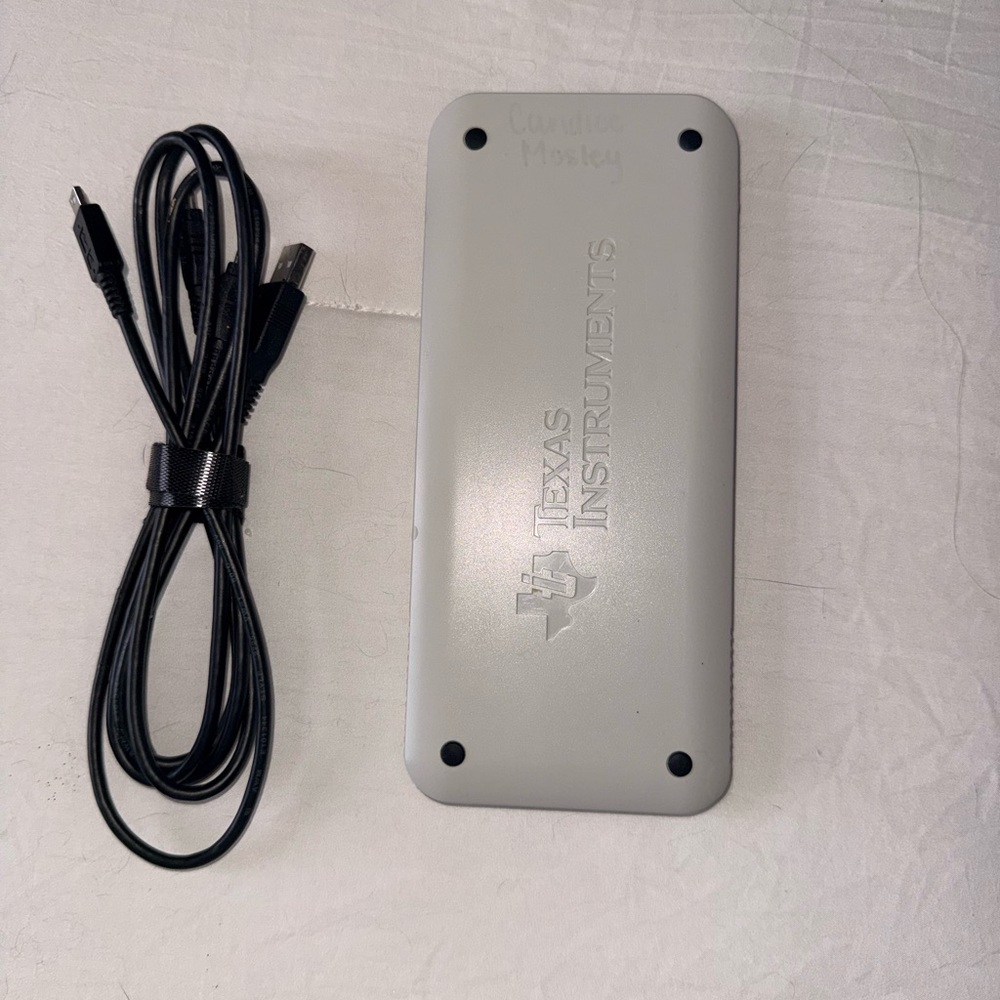 Texas Instruments Light Gray Calculator Slide Cover with USB Cable